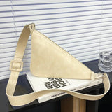 Women Triangular Chest Bags Saddle Shoulder Tote Beige Green Brown