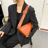 Women Triangular Chest Bags Saddle Shoulder Tote Beige Green Brown