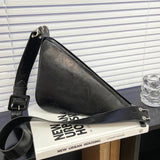 Women Triangular Chest Bags Saddle Shoulder Tote Beige Green Brown