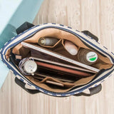 Eco Striped Canvas Shoulder Bag for Women - Big Tote Handbag