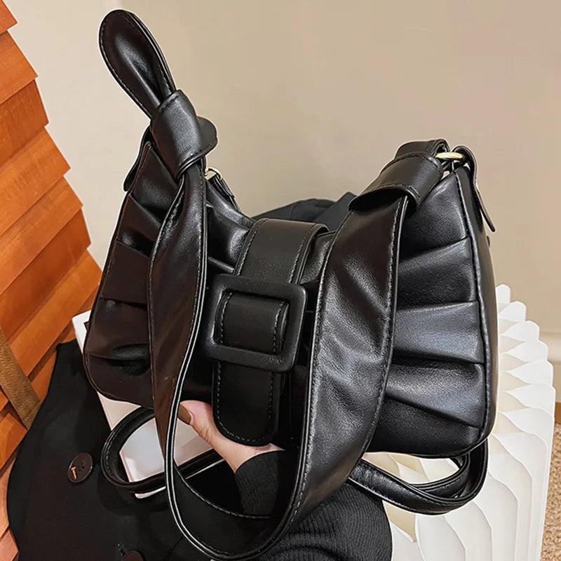 Women Silver Armpit Bags Handbags Style Fold Cloud Underarm Bag