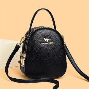 Small Lady Crossbody Bag for Women Handbags 3 Pockets PU Leather Shoulder Bag