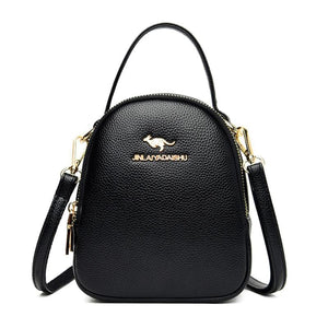 Small Lady Crossbody Bag for Women Handbags 3 Pockets PU Leather Shoulder Bag