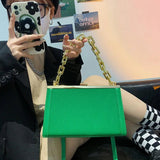 Women Cloud Armpit Bags Green Shoulder Bags Ladies Thick Chain Messenger Bags