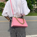 Women Cloud Armpit Bags Green Shoulder Bags Ladies Thick Chain Messenger Bags
