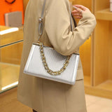 Women Cloud Armpit Bags Green Shoulder Bags Ladies Thick Chain Messenger Bags
