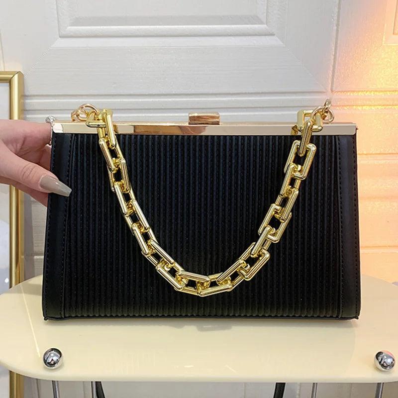 Women Cloud Armpit Bags Green Shoulder Bags Ladies Thick Chain Messenger Bags