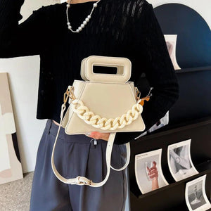 Green Chain Crossbody Bags Short Handle Handbag