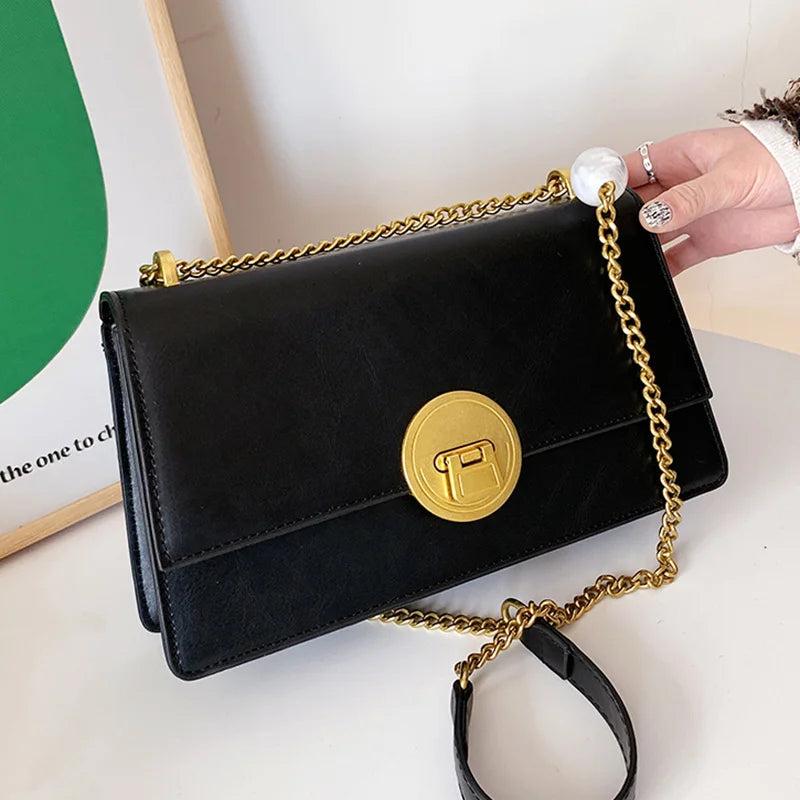 Vintage Green Shoulder Bag Chain Crossbody Flap Bag Party Handbag