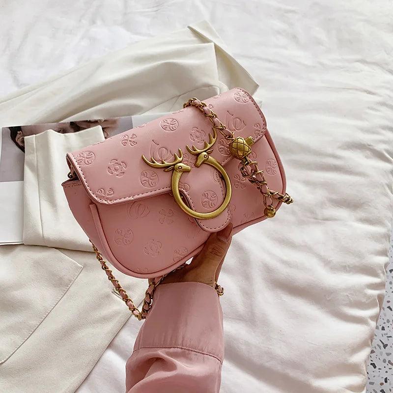 Deer Lock Chain Messenger Bag Ladies Handbags Crossbody Bags
