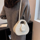 Small Round Totes PU Leather Hasp Crossbody Bags Women Lady Shoulder Bags