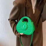 Small Round Totes PU Leather Hasp Crossbody Bags Women Lady Shoulder Bags
