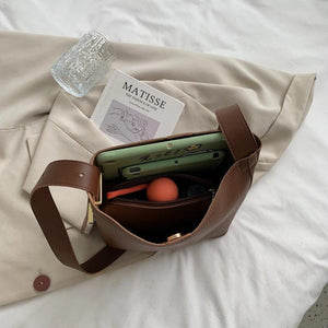 Leather Bucket Shoulder Bags for Women Composite Crossbody Bags