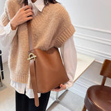 Leather Bucket Shoulder Bags for Women Composite Crossbody Bags