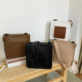 Casual Women PU Leather Bucket Bag Crossbody Shoulder Handbag
