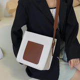 Casual Women PU Leather Bucket Bag Crossbody Shoulder Handbag
