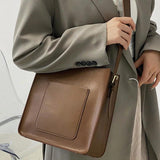 Casual Women PU Leather Bucket Bag Crossbody Shoulder Handbag