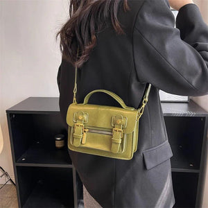 Retro Lady Green Crossbody Bag Top Handle Satchel