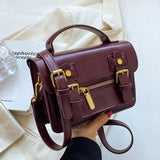 Retro Lady Green Crossbody Bag Top Handle Satchel
