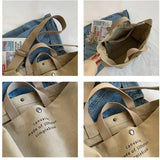 Women Canvas Big Shopping Bag Solid Print Female Cotton Cloth Shoulder Bag