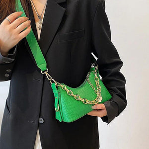 Women Stone Pattern Pu Leather Handbags Crocodile Chain Shoulder Bags