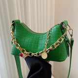 Women Stone Pattern Pu Leather Handbags Crocodile Chain Shoulder Bags