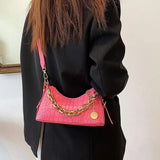 Women Stone Pattern Pu Leather Handbags Crocodile Chain Shoulder Bags