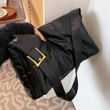 Large Capacity Women's Shoulder Bag Down Texture Messenger Bag