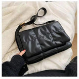 Large Capacity Women's Shoulder Bag Down Texture Messenger Bag
