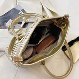 Women Green Silver Fold Shoulder Bags Casual Chain Crossbody Bags