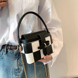 Women Plaid Crossbody Bag Flap Chain Shoulder Bags Lady Messenger Bag