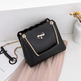 Leisure PU Leather Bow Women Shoulder Bag Solid Satchels Female Crossbody Bag