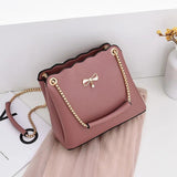 Leisure PU Leather Bow Women Shoulder Bag Solid Satchels Female Crossbody Bag