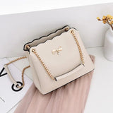 Leisure PU Leather Bow Women Shoulder Bag Solid Satchels Female Crossbody Bag