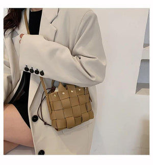 Knitting Woven Bag Handbag Portable Large Capacity Tote Shoulder Messenger Bag