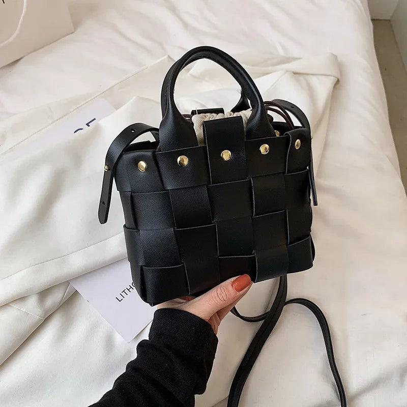 Knitting Woven Bag Handbag Portable Large Capacity Tote Shoulder Messenger Bag