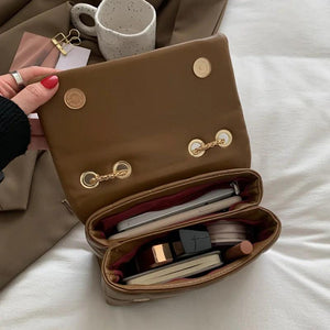 INS Women Chain Messenger Bags Pink Evening Clutch Plaid Axillary Bags