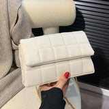 INS Women Chain Messenger Bags Pink Evening Clutch Plaid Axillary Bags