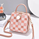 Summer PU Leather Women Shoulder Bag Plaid Female Crossbody Bag