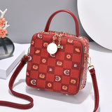 Summer PU Leather Women Shoulder Bag Plaid Female Crossbody Bag