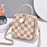 Summer PU Leather Women Shoulder Bag Plaid Female Crossbody Bag