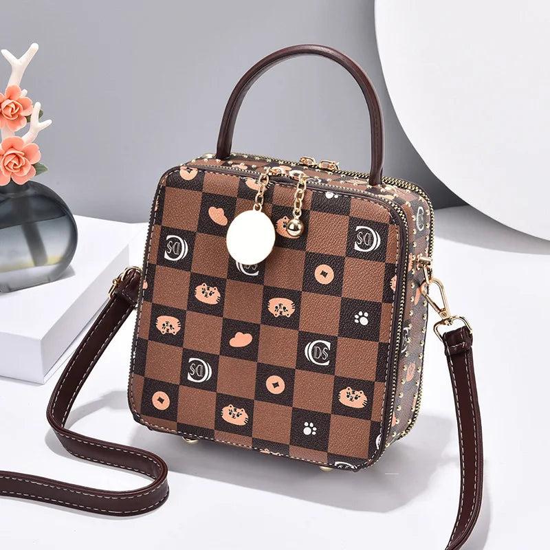 Summer PU Leather Women Shoulder Bag Plaid Female Crossbody Bag