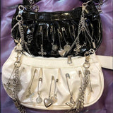 Xiuya Harajuku Goth Bag Metal Punk Style Pleated Hobos Shoulder Chain Handbag