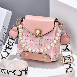 Summer Patchwork Women Shoulder Bag PU Leather Female Beading Pendant Crossbody