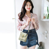 Summer Patchwork Women Shoulder Bag PU Leather Female Beading Pendant Crossbody