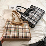Classical Woolen Cloth Totes Bags Women Shoulder Handbags Bow Handbag