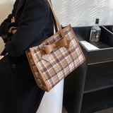 Classical Woolen Cloth Totes Bags Women Shoulder Handbags Bow Handbag