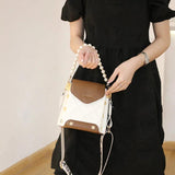 Summer Fresh Women Shoulder Bag PU Leather Beading Pendant