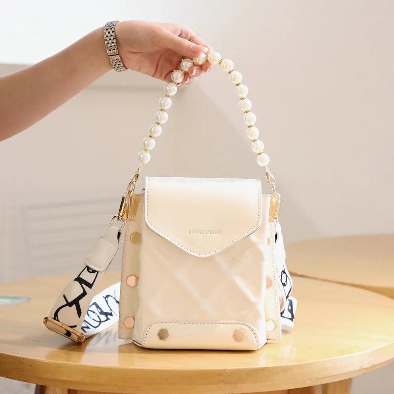 Summer Fresh Women Shoulder Bag PU Leather Beading Pendant