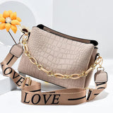 Stone Pattern Chain Shoulder Cross-body Bag